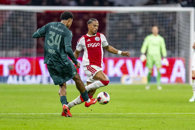 AMSTERDAM l NEC Nijmegen defender Kevin Kers and AFC Ajax Amsterdam midfielder Thilo Kehrer during the Vriendenloterij Eredivisie match between Ajax and NEC at the Johan Cruijff ArenA on October 10, 2026, in Amsterdam, the Netherlands. Photo by DeFodi Images