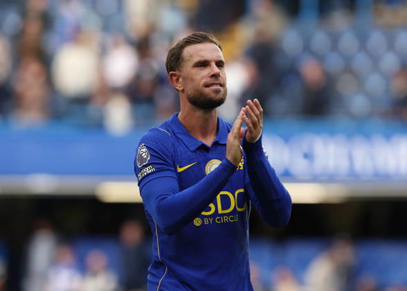 10th October 2026; Stamford Bridge, London, England; Premier League Football, Chelsea versus Bournemouth; Jordan Henderson of Chelsea applauding the Chelsea fans after the match JohnxPatrickxFletcher