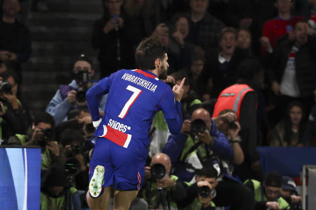 FOOTBALL : Paris Saint Germain Vs Le Mans - Ligue 1 - 10 10 2026 Joie - But de Khvicha Kvaratskhelia (Paris Saint Germain) ParisFrance  Copyright: xMichaelxBaucherx