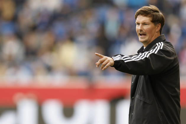 Coach Merlin Polzin of HSV in action during the Bundesliga match between TSG 1899 Hoffenheim and Hamburger SV at the PreZero Arena in Sinsheim, Germany, on October 10, 2026, Sinsheim, Germany, on October 10, 2026. DFB and DFL regulations prohibit any use of photographs as image sequences and or quasi-video, Copyright: HMBxMedia xHeikoxBecker
