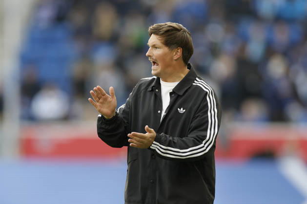 Coach Merlin Polzin of HSV in action during the Bundesliga match between TSG 1899 Hoffenheim and Hamburger SV at the PreZero Arena in Sinsheim, Germany, on October 10, 2026, Sinsheim, Germany, on October 10, 2026. DFB and DFL regulations prohibit any use of photographs as image sequences and or quasi-video, Copyright: HMBxMedia xHeikoxBecker