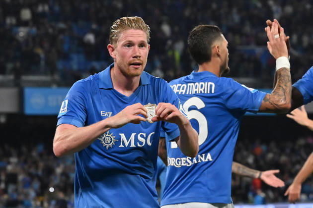 RECORD DATE NOT STATED 10th October 2026; Stadio Diego Armando Maradona, Naples, Italy; Italian Serie A Football, Napoli versus Frosinone; Kevin De Bruyne of S.S.C. Napoli celebrates after scoring the goal of 3-0 DomenicoxCippitelli