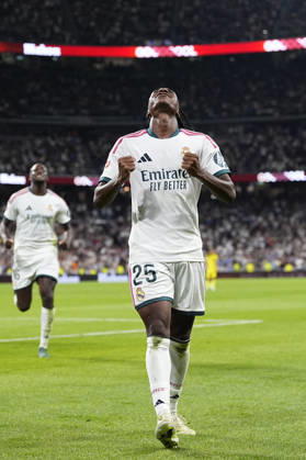 October 10, 2026, Madrid, Madrid, Spain: Yan Diomande of Real Madrid CF celebrates after scoring his team s first goal during the Spanish League, LaLiga EA Sports, football match between Real Madrid and Villarreal CF at Bernabeu stadium on October 10, 2026, in Madrid, Spain. Madrid Spain - ZUMAa181 20261010_zaa_a181_239 Copyright: xOscarxJ.xBarrosox