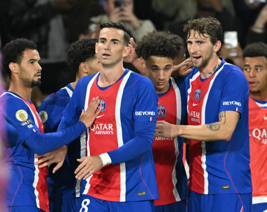 PSG v Le Mans FC - French Ligue 1 PARIS, FRANCE - OCTOBER 10: Players of Paris Saint - Germain celebrate after a score during the French Ligue 1 (L1) soccer match between Paris Saint-Germain (PSG) and Le Mans FC at Parc des Princes stadium in Paris, France on October 10, 2026. Mustafa Yalcin Anadolu Paris France. Editorial use only. Please get in touch for any other usage.  Copyright: x2026xAnadoluxMustafaxYalcinx