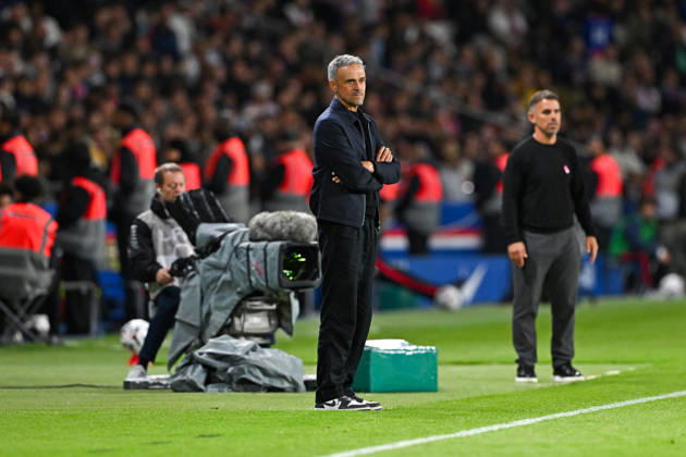 Paris Saint-Germain v Le Mans FC - Ligue 1 McDonald s 2026 2027 Luis ENRIQUE head Coach of Paris Saint-Germain and Patrick VIDEIRA coach of Le Mans FC during Ligue 1 McDonald s match between Paris and Le Mans at Parc des Princes on October 10, 2026 in Paris, France. Paris France  Copyright: xBaptistexFernandezx 776573319