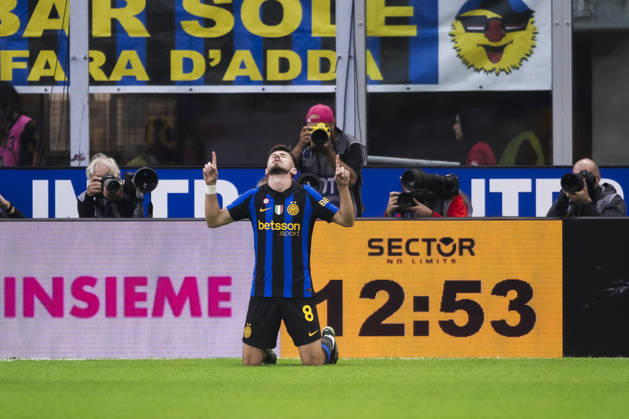 FC Internazionale v Parma Calcio - Serie A Petar Sucic of FC Internazionale celebrates after scoring the opening goal during the Serie A football match between FC Internazionale and Parma Calcio. Milan Italy Copyright: xNicolòxCampox