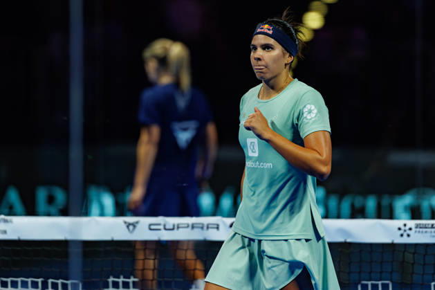 DÜSSELDORF, GERMANY - 10 OCTOBER 2026: Image shows the celebration of Delfina Brea Senesi (ARG) during CUPRA Germany Premier Padel P2 2026 Day 7: Semifinals at CASTELLO Düsseldorf on 10 10 2026 in Düsseldorf, Germany. Germany Copyright: xFröhlichxPascalx