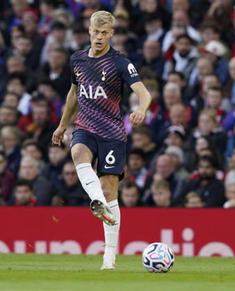 Manchester, England, 10th October 2026. Jan Paul van Hecke of Tottenham Hotspur during the Manchester United, ManU vs Tottenham Hotspur Premier League match at Old Trafford, Manchester. Picture credit should read: Andrew Yates Sportimage EDITORIAL USE ONLY. No use with unauthorised audio, video, data, fixture lists, club league logos or live services. Online in-match use limited to 120 images, no video emulation. No use in betting, games or single club league player publications. SPI_123_AY_MANUTD_SPURS SPI-5058-0123
