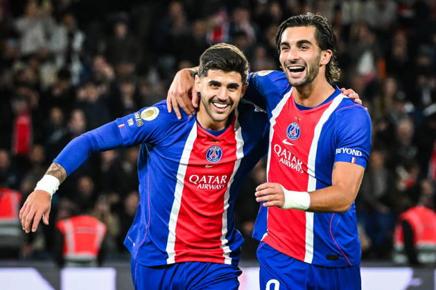 October 10, 2026, Paris, France, France: LUCAS BERALDO of PSG celebrate his goal his with teammate FERRAN TORRES during the Ligue 1 match between Paris Saint-Germain (PSG) and Le Mans FC at Parc des Princes Stadium in Paris. Paris France - ZUMAm308 20261010_zsp_m308_003 Copyright: xMatthieuxMirvillex