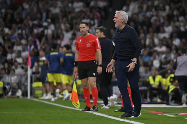 October 10, 2026, Madrid, Madrid, Spain: JOSE MOURINHO heach coach of Real Madrid CF protests during the match on Matchday 8 of the 2026-27 National League First Division Championship between REAL MADRID C.F. and VILLARREAL CF, played at the Bernabeu Stadium on October 10, 2026, in Madrid, Spain. Madrid Spain - ZUMAc312 20261010_zsp_c312_230 Copyright: xOscarxManuelxSanchezx