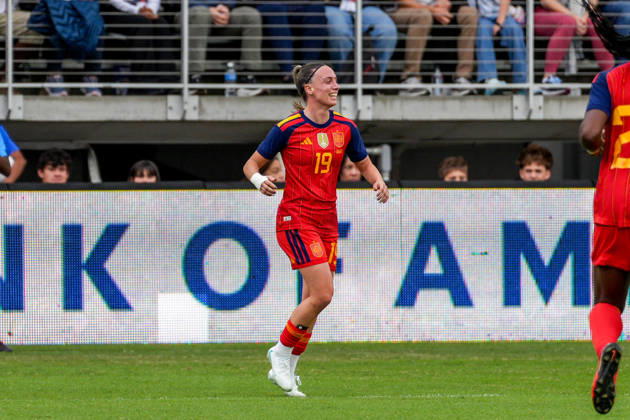 USA v Spain - Women s International Friendly, Länderspiel, Nationalmannschaft WASHINGTON D.C., UNITED STATES - OCTOBER 10: Eva Navarro of Spain celebrates after scoring a goal during Women s International Friendly football match between USA and Spain at Audi Field Stadium in Washington D.C., United States on October 10, 2026. Hasan Akbas Anadolu District of Columbia United States. Editorial use only. Please get in touch for any other usage. Copyright: x2026xAnadoluxHasanxAkbasx