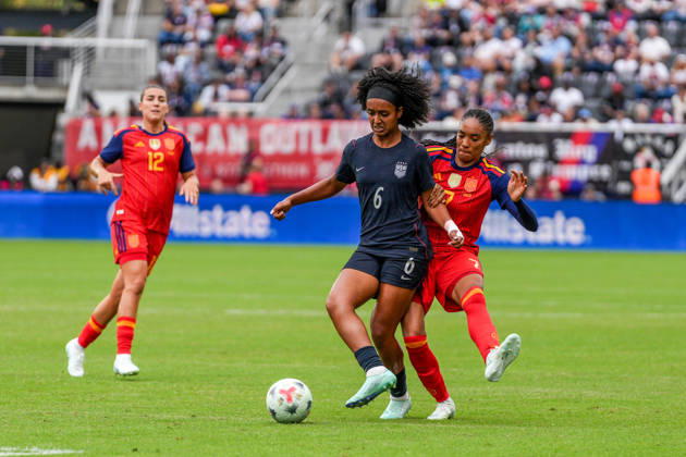 USA v Spain - Women s International Friendly, Länderspiel, Nationalmannschaft WASHINGTON D.C., UNITED STATES - OCTOBER 10: Lily Yohannes (6) of USA in action during Women s International Friendly football match between USA and Spain at Audi Field Stadium in Washington D.C., United States on October 10, 2026. Hasan Akbas Anadolu District of Columbia United States. Editorial use only. Please get in touch for any other usage. Copyright: x2026xAnadoluxHasanxAkbasx