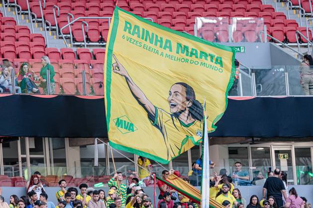 RECORD DATE NOT STATED match between Brazil and Argentina friendly 2026 Porto Alegre (RS), 10 10 2026 - Friendly match Women s national team, Nationalteam Brazil vs Argentina - Flag of Queen Marta at the match between Brazil and Argentina, valid for the 2026 friendly match held at the Beira Rio stadium, in the city of Porto Alegre, on the afternoon of this Saturday, October 10, 2026. Credit: Wellington Rosa PHD Press TheNews2.(Foto: Phd Press Thenews2 imago images) SPO Copyright: xPHDxPRESSx