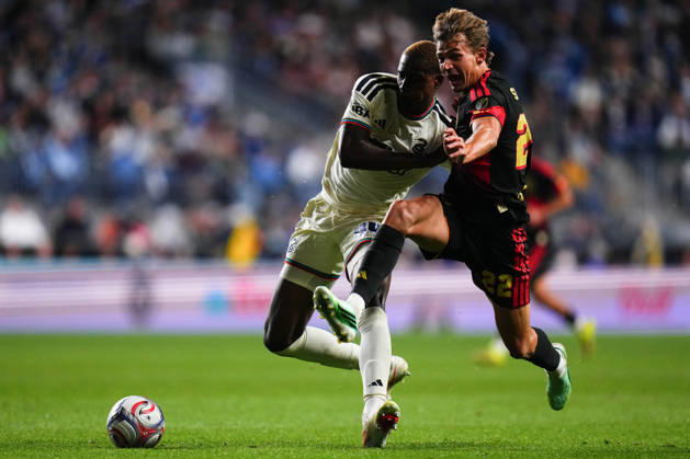 October 10, 2026: Philadelphia Union Defender Neil Pierre (44) and Real Salt Lake Forward Sergi Solans (22) battle for the ball during the second half of an MLS, Fussball Herren, USA match at Subaru Park in Chester, Pennsylvania. CSM MLS 2026: Union Vs Salt Lake OCT 10  - ZUMAc04_ 20261010_zma_c04_286 Copyright: xKylexRoddenx
