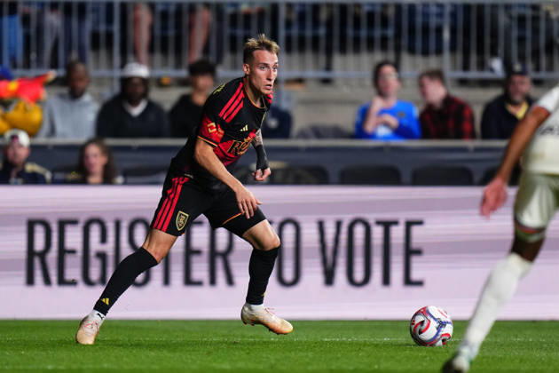 October 10, 2026: Real Salt Lake Forward Dominik Marczuk (11) controls the ball during the second half of an MLS, Fussball Herren, USA match against the Philadelphia Union at Subaru Park in Chester, Pennsylvania. CSM Chester United States of America - ZUMAc04_ 20261010_zma_c04_303 Copyright: xKylexRoddenx