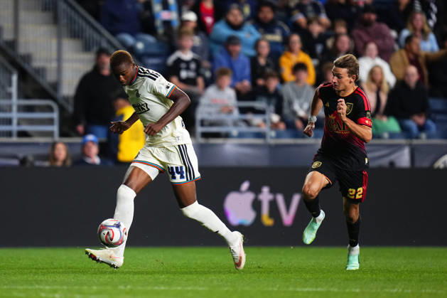 October 10, 2026: Philadelphia Union Defender Neil Pierre (44) passes the ball during the second half of an MLS, Fussball Herren, USA match against Real Salt Lake at Subaru Park in Chester, Pennsylvania. CSM MLS 2026: Union Vs Salt Lake OCT 10  - ZUMAc04_ 20261010_zma_c04_321 Copyright: xKylexRoddenx