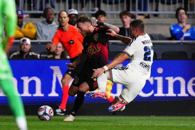 October 10, 2026: Real Salt Lake Forward Dominik Marczuk (11) and Philadelphia Union Defender Kai Wagner (27) battle for the ball during the second half of an MLS, Fussball Herren, USA match at Subaru Park in Chester, Pennsylvania. CSM Chester United States of America - ZUMAc04_ 20261010_zma_c04_312 Copyright: xKylexRoddenx