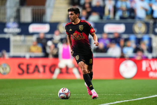October 10, 2026: Real Salt Lake Midfielder Juan Manuel Sanabria (8) controls the ball during the second half of an MLS, Fussball Herren, USA match against the Philadelphia Union at Subaru Park in Chester, Pennsylvania. CSM Chester United States of America - ZUMAc04_ 20261010_zma_c04_318 Copyright: xKylexRoddenx