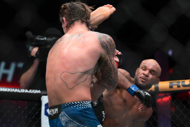 October 10, 2026, Las Vegas, Nevada, USA: BRENDAN ALLEN defeats CHRISTIAN LEROY DUNCAN by submission (rear-naked choke) at 2:46 of Round 5 during UFC Fight Night night the Meta APEX in Las Vegas. Las Vegas USA - ZUMAo117 20261010_zsp_o117_038 Copyright: xMikaelxOnax