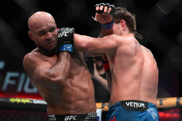 October 10, 2026, Las Vegas, Nevada, USA: BRENDAN ALLEN defeats CHRISTIAN LEROY DUNCAN by submission (rear-naked choke) at 2:46 of Round 5 during UFC Fight Night night the Meta APEX in Las Vegas. UFC Fight Night: Main Event: Brendan Allen Defeats Christian Leroy Duncan By Submission.  - ZUMAo117 20261010_zsp_o117_033 Copyright: xMikaelxOnax