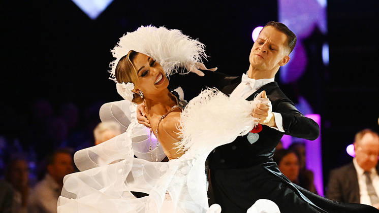 2026 Standard World Dance Championships in Leipzig, WDSF World Championships, October 10, 2026; Winners Podium at the World Dance Championships in Leipzig, October 10, 2026; Silver medalists Edgaras Baltaragis and Indre Baltarage from Lithuania in action; Leipzig, Saxony, Germany; Leipzig Exhibition Center New Leipzig Trade Fair