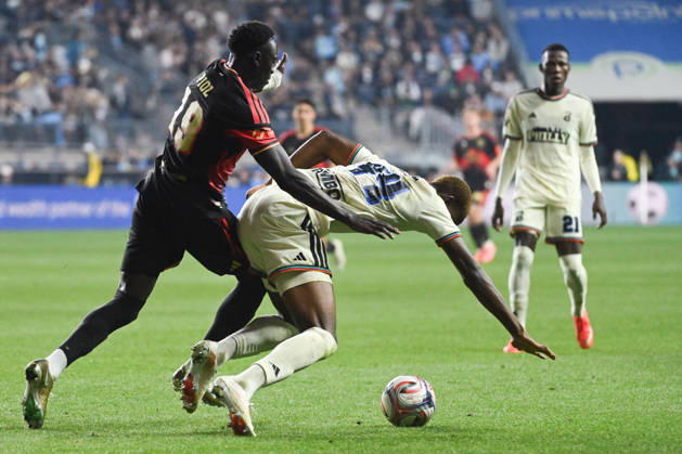 Philadelphia Union Vs Real Salt Lake - October 10, 2026 Neil Pierre 44 of the Philadelphia Union is fouled by Ariath Piol 19 of Real Salt Lake during the Major League Soccer 2026 match between Philadelphia Union and Real Salt Lake at Subaru Park in Chester, Pennsylvania, on October 10, 2026. Philadelphia United States Copyright: xJackxMegawx originalFilename:megaw-philadel261010_np3V9