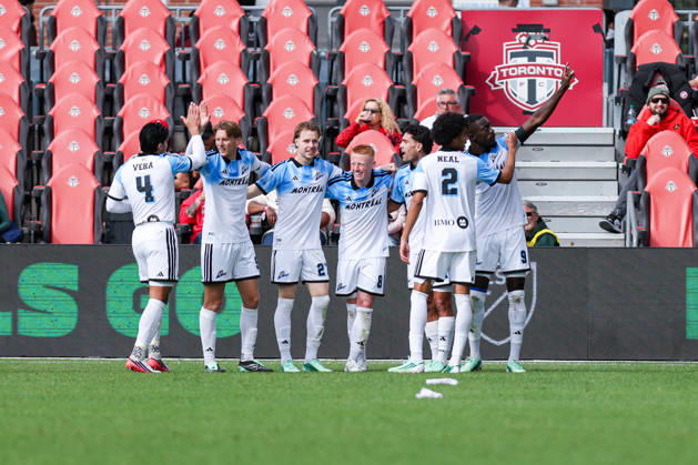 Toronto FC v CF Montreal Daniel Rios 14 of CF Montreal celebrates a goal with teammates during a Major League Soccer game between Toronto FC and CF Montreal at BMO Field in Toronto, Ontario, Canada, on October 10, 2026. Toronto Ontario Canada Copyright: xIndrawanxKumalax originalFilename:kumala-majorlea261010_npt7l