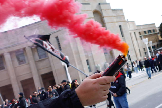 Toronto FC v CF Montreal Toronto FC fans march toward BMO Field while burning a flare before the start of a Major League Soccer game between Toronto FC and CF Montreal in Toronto, Ontario, Canada, on October 10, 2026. Toronto Ontario Canada Copyright: xIndrawanxKumalax originalFilename:kumala-majorlea261010_npwAq