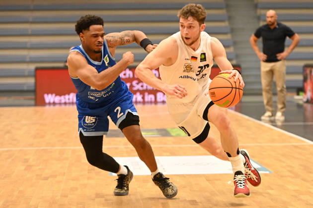 Marc William Friederici, Matchday 4, BARMER 2 Basketball Bundesliga Pro A, ETB Miners vs. PS Karlsruhe LIONS, October 10, 2026, Marc William Friederici, ETB Miners, Matchday 4 of the BARMER 2 Basketball Bundesliga Pro A, ETB Miners vs. PS Karlsruhe LIONS, final score 95–86 after overtime at the Sporthalle am Hallo on October 10, 2026, in front of 768 spectators