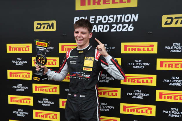 Hockenheim, Germany, October 9–11, 2026; DTM 2026 Season Finale at the Hockenheimring; Sunday, Qualifying 2; Pictured: Bastian Buus (DEN 29) receiving the Pole Position Award at the Hockenheimring, Baden-Württemberg Copyright: xFotostandx xFWMEDIAx