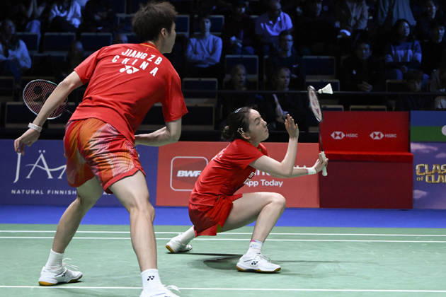 Wei Ya Xin (R) and Jiang Zhen Bang of China during mixed doubles final at the badminton Clash of Clans Arctic Open 2026 tournament in Vantaa, Finland, on October 11, 2026. - ANTTI AIMO-KOIVISTO Finland hpfVwXN2UO0  Copyright: xAnttixAimo-Koivistox hpfVwXN2UO0