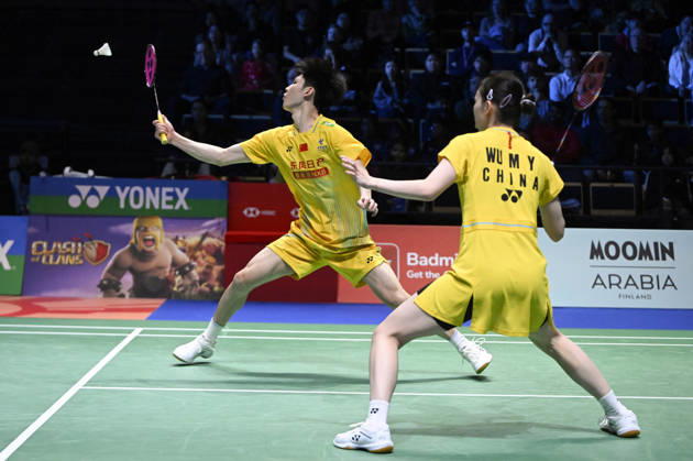 Wu Meng Ying (R) and Gao Jia Xuan (L) of China during mixed doubles final at the badminton Clash of Clans Arctic Open 2026 tournament in Vantaa, Finland, on October 11, 2026. - ANTTI AIMO-KOIVISTO Finland AfDoHl-5ft0  Copyright: xAnttixAimo-Koivistox AfDoHl-5ft0