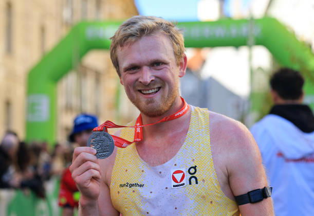 RUNNING - Graz Marathon 2026 GRAZ,AUSTRIA,11.OCT.26 - RUNNING - Graz Marathon. Image shows Leo Holper (AUT). Keywords: medal.  GEPAxpictures xWolfgangxGrebien