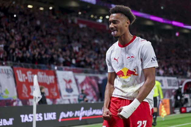 Tidiam Gomis of RB Leipzig celebrates his goal to make it 6-0 during the Bundesliga match between RB Leipzig and Eintracht Frankfurt, Red Bull Arena on October 10, 2026, in Leipzig, Germany. Photo by Marco Steinbrenner, DeFodi Images. Tidiam Gomis of RB Leipzig celebrates after scoring his team’s sixth goal during the Bundesliga match between RB Leipzig and Eintracht Frankfurt at Red Bull Arena on October 10, 2026 in Leipzig, Germany. Photo by Marco Steinbrenner, DeFodi Images. DFB and DFL regulations prohibit any use of photographs as image sequences and or quasi-video. Photo by Marco Steinbrenner, DeFodi Images.