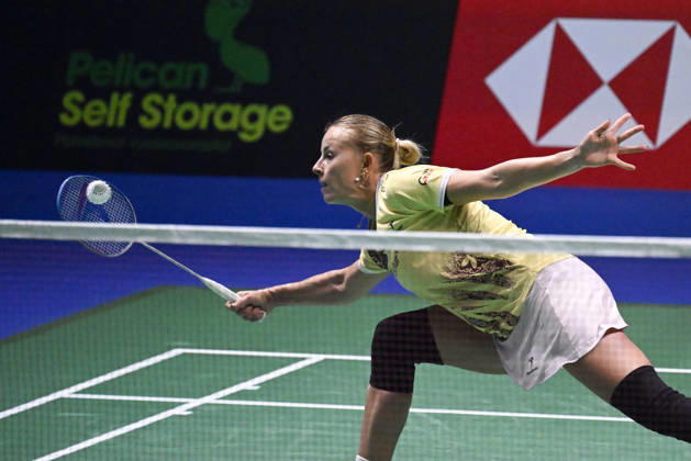 Mia Blichfeldt of Denmark hits a return during her women s singles match against Ratchanok Intanon of Thailand (not pictured) during the finals at the badminton Clash of Clans Arctic Open 2026 tournament in Vantaa, Finland, on October 11, 2026. - ANTTI AIMO-KOIVISTO Finland iIYD3e48zHs Copyright: xAnttixAimo-Koivistox iIYD3e48zHs