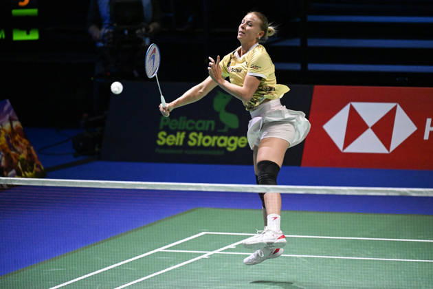 Mia Blichfeldt of Denmark hits a return during her women s singles match against Ratchanok Intanon of Thailand (not pictured) during the finals at the badminton Clash of Clans Arctic Open 2026 tournament in Vantaa, Finland, on October 11, 2026. - ANTTI AIMO-KOIVISTO Finland vRXuPYpv2_Q Copyright: xAnttixAimo-Koivistox vRXuPYpv2_Q