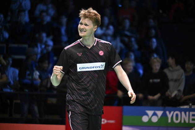 Anders Antonsen of Denmark reacts after winnig the men s singles match against Yushi Tanaka of Japan (not pictured) during the finals at the badminton Clash of Clans Arctic Open 2026 tournament in Vantaa, Finland, on October 11, 2026. - ANTTI AIMO-KOIVISTO Vantaa Finland W8ga4z6OmAA Copyright: xAnttixAimo-Koivistox W8ga4z6OmAA