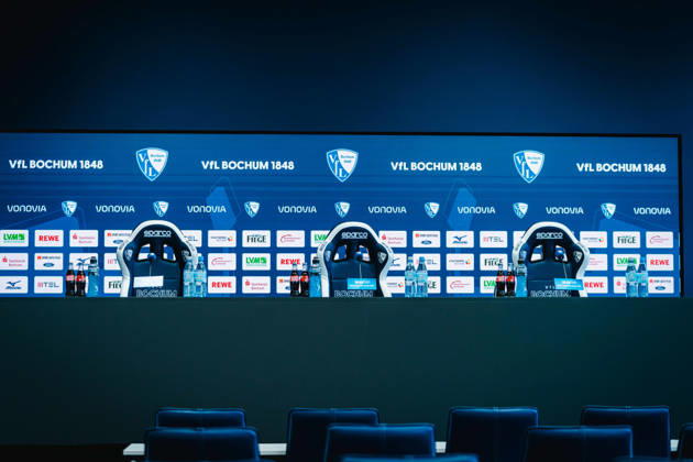 Bochum, Germany October 11, 2026 2. Bundesliga 2026–2027 Matchday 7 VfL Bochum 1848 vs. DSC Arminia Bielefeld Pictured: The press room at VfL Bochum DFL and DFB regulations prohibit any use of photographs as image sequences and or quasi-video Vonovia Ruhrstadion, North Rhine-Westphalia Copyright: xFotostandx xGraebex