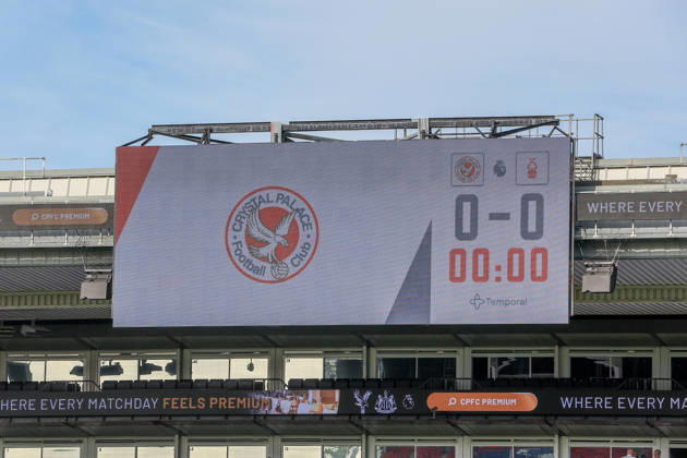 11th October 2026; Selhurst Park, London, England; Premier League Football, Crystal Palace versus Nottingham Forest; Big screen showing todays fixture KatiexChan