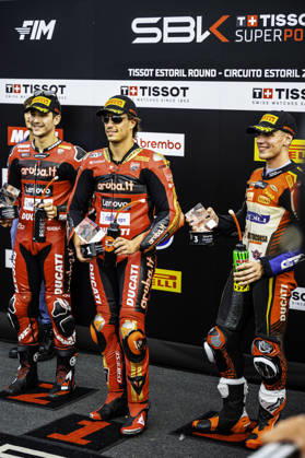 October 11, 2026, Cascais, Lisbon, Portugal: The Podium during the Tissot Superpole Race of the FIM Superbike World Championship, WM, Weltmeisterschaft at Circuito Estoril on October 11, 2026 in Cascais, Portugal. Motorsports 2026: WorldSBK - Tissot Estoril Round - ZUMAr200 20261011_zsp_r200_047 Copyright: xNunoxReisinhox