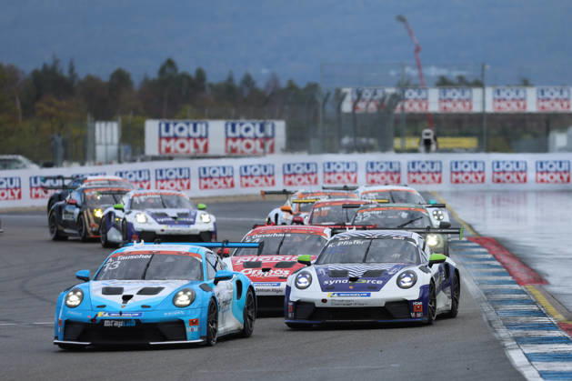 Hockenheim, Germany, October 9–11, 2026 Porsche Sixt Carrera Cup Germany 2026 Season Finale Hockenheimring Sunday Race 2 Pictured: Alexander Tauscher (GER 13) ahead of Kai Pfister (GER 45) and Theo Oeverhaus (GER 44) Hockenheimring, Baden-Württemberg Copyright: xFotostandx xFWMEDIAx