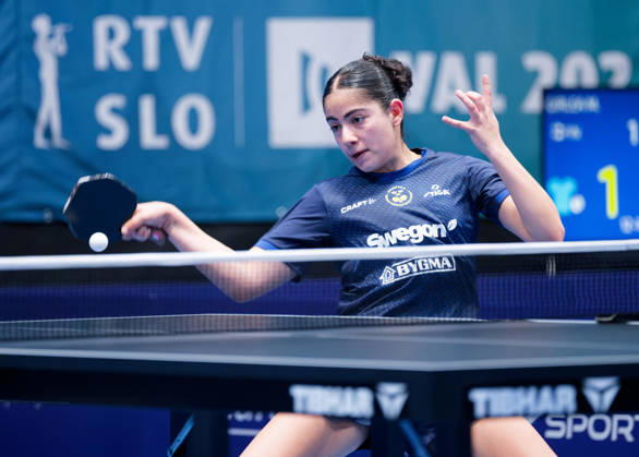 Angelina Bebawy of Sweden (photo ms0985b) at the 2026 European Table Tennis Championships in Ljubljana LJUBLJANA, SLOVENIA, OCTOBER 11, 2026 Angelina Bebawy of Sweden (photo ms0985b) in action at the European Table Tennis Championships at Stozice Arena in Ljubljana, Slovenia. Photo by Manfred Schillings. Ljubljana, Stozice Arena, Slovenia
