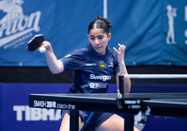 Angelina Bebawy of Sweden (photo ms1002b) at the 2026 European Table Tennis Championships in Ljubljana LJUBLJANA, SLOVENIA, OCTOBER 11, 2026 Angelina Bebawy of Sweden (photo ms1002b) in action at the European Table Tennis Championships at Stozice Arena in Ljubljana, Slovenia. Photo by Manfred Schillings. Ljubljana, Stozice Arena, Slovenia