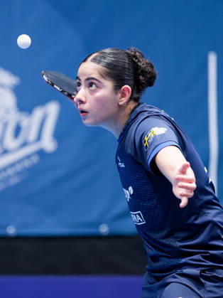 Angelina Bebawy of Sweden (photo ms1005b) at the 2026 European Table Tennis Championships in Ljubljana LJUBLJANA, SLOVENIA, OCTOBER 11, 2026 Angelina Bebawy of Sweden (photo ms1005b) in action at the European Table Tennis Championships at Stozice Arena in Ljubljana, Slovenia. Photo by Manfred Schillings. Ljubljana, Stozice Arena, Slovenia