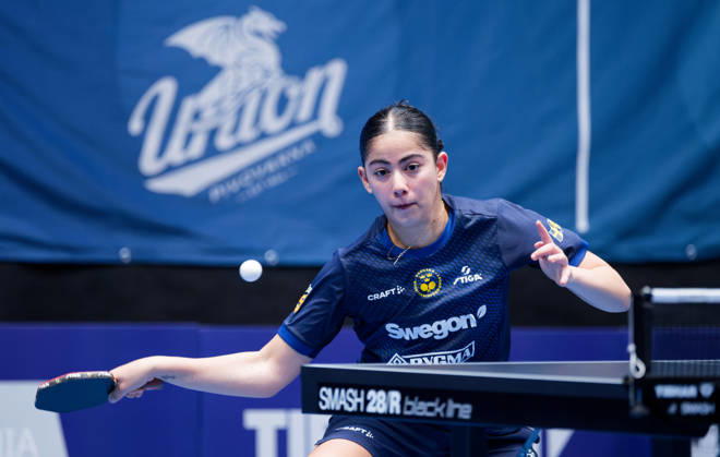 Angelina Bebawy of Sweden (photo ms1006b) at the 2026 European Table Tennis Championships in Ljubljana LJUBLJANA, SLOVENIA, OCTOBER 11, 2026 Angelina Bebawy of Sweden (photo ms1006b) in action at the European Table Tennis Championships at Stozice Arena in Ljubljana, Slovenia. Photo by Manfred Schillings. Ljubljana, Stozice Arena, Slovenia