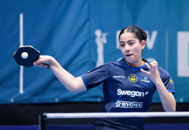 Angelina Bebawy of Sweden (photo ms1008b) at the 2026 European Table Tennis Championships in Ljubljana LJUBLJANA, SLOVENIA, OCTOBER 11, 2026 Angelina Bebawy of Sweden (photo ms1008b) in action at the European Table Tennis Championships at Stozice Arena in Ljubljana, Slovenia. Photo by Manfred Schillings. Ljubljana, Stozice Arena, Slovenia