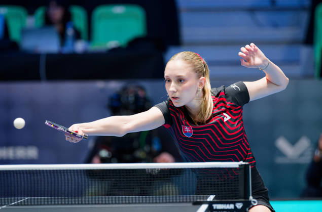 Dominika Wiltschkova of Slovakia (photo ms1028b) at the 2026 European Table Tennis Championships in Ljubljana LJUBLJANA, SLOVENIA, OCTOBER 11, 2026 Dominika Wiltschkova of Slovakia (photo ms1028b) in action at the European Table Tennis Championships at Stozice Arena in Ljubljana, Slovenia. Photo by Manfred Schillings. Ljubljana, Stozice Arena, Slovenia