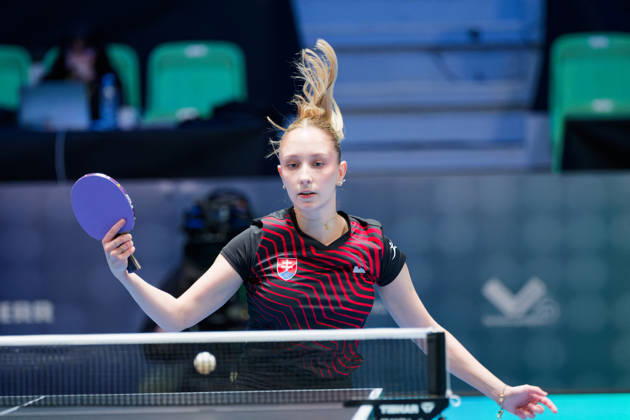 Dominika Wiltschkova of Slovakia (photo ms1031b) at the 2026 European Table Tennis Championships in Ljubljana LJUBLJANA, SLOVENIA, OCTOBER 11, 2026 Dominika Wiltschkova of Slovakia (photo ms1031b) in action at the European Table Tennis Championships at Stozice Arena in Ljubljana, Slovenia. Photo by Manfred Schillings. Ljubljana, Stozice Arena, Slovenia