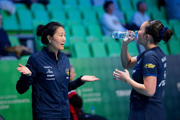 Fang Zhang of Sweden (photo ms1052b) at the 2026 European Table Tennis Championships in Ljubljana LJUBLJANA, SLOVENIA, OCTOBER 11, 2026 Fang Zhang of Sweden (photo ms1052b) in action at the European Table Tennis Championships at Stozice Arena in Ljubljana, Slovenia. Photo by Manfred Schillings. Ljubljana, Stozice Arena, Slovenia