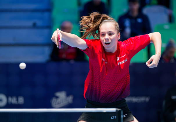 Fanny Doutaz of Switzerland (photo ms1122b) at the 2026 European Table Tennis Championships in Ljubljana LJUBLJANA, SLOVENIA, OCTOBER 11, 2026 Fanny Doutaz of Switzerland (photo ms1122b) in action at the European Table Tennis Championships at Stozice Arena in Ljubljana, Slovenia. Photo by Manfred Schillings. Ljubljana, Stozice Arena, Slovenia